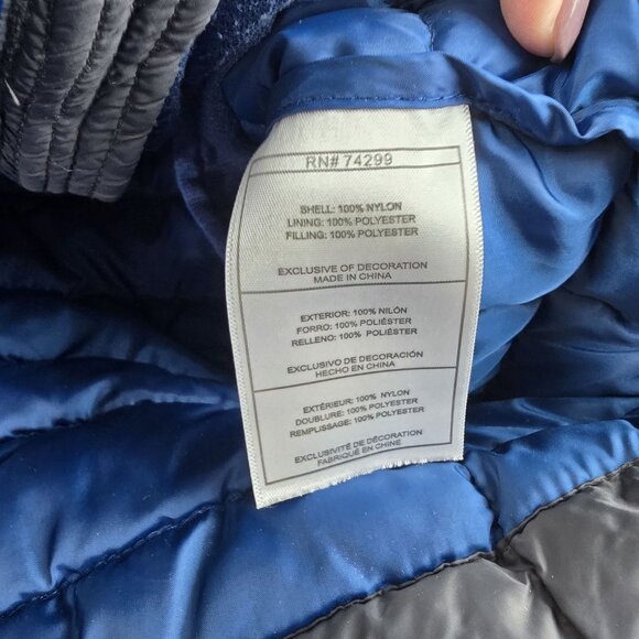 DKNY Sport Boys Puffer Jacket Size 7 Gray With Blue Lining - Picture 5 of 9